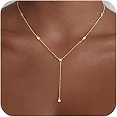 VIROMY Gold Long Y Necklaces for Women Trendy - Dainty Lariat Chain Drop Pendant Necklace for Women Gold Statement Jewelry