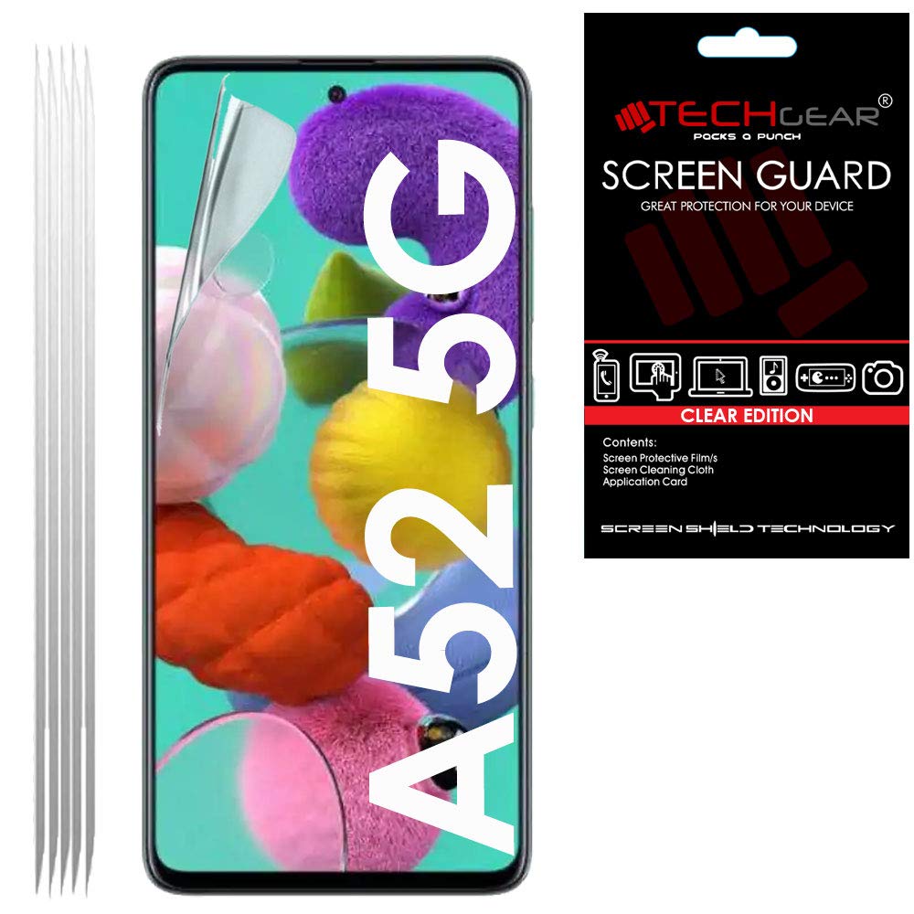 TECHGEAR [5 Pack] Screen Protectors Compatible with Samsung Galaxy A52 5G / A52s 5G / A53 5G, CLEAR LCD Screen Protectors Cover Guards