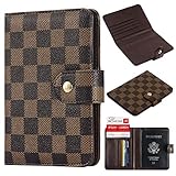 Ustar Luxury Passport Holder Cover Wallet case RFID Blocking Leather Card Case Travel Document Organizer (Brown)