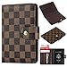 Ustar Luxury Passport Holder Cover Wallet case RFID Blocking Leather Card Case Travel Document Organizer (Brown)