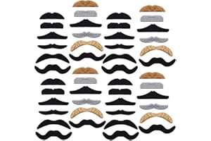 HAAWOOKY 48 PCS Novelty Fake Mustaches,Self Adhesive Mustache for Masquerade Party and Performance,Halloween(Black and Multicolor)