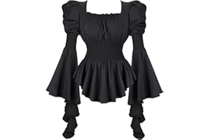 PARLSDY Womens Tops and Blouses Victorian Pirate Skirt Costumes Steampunk Plus Size Renaissance Shirt