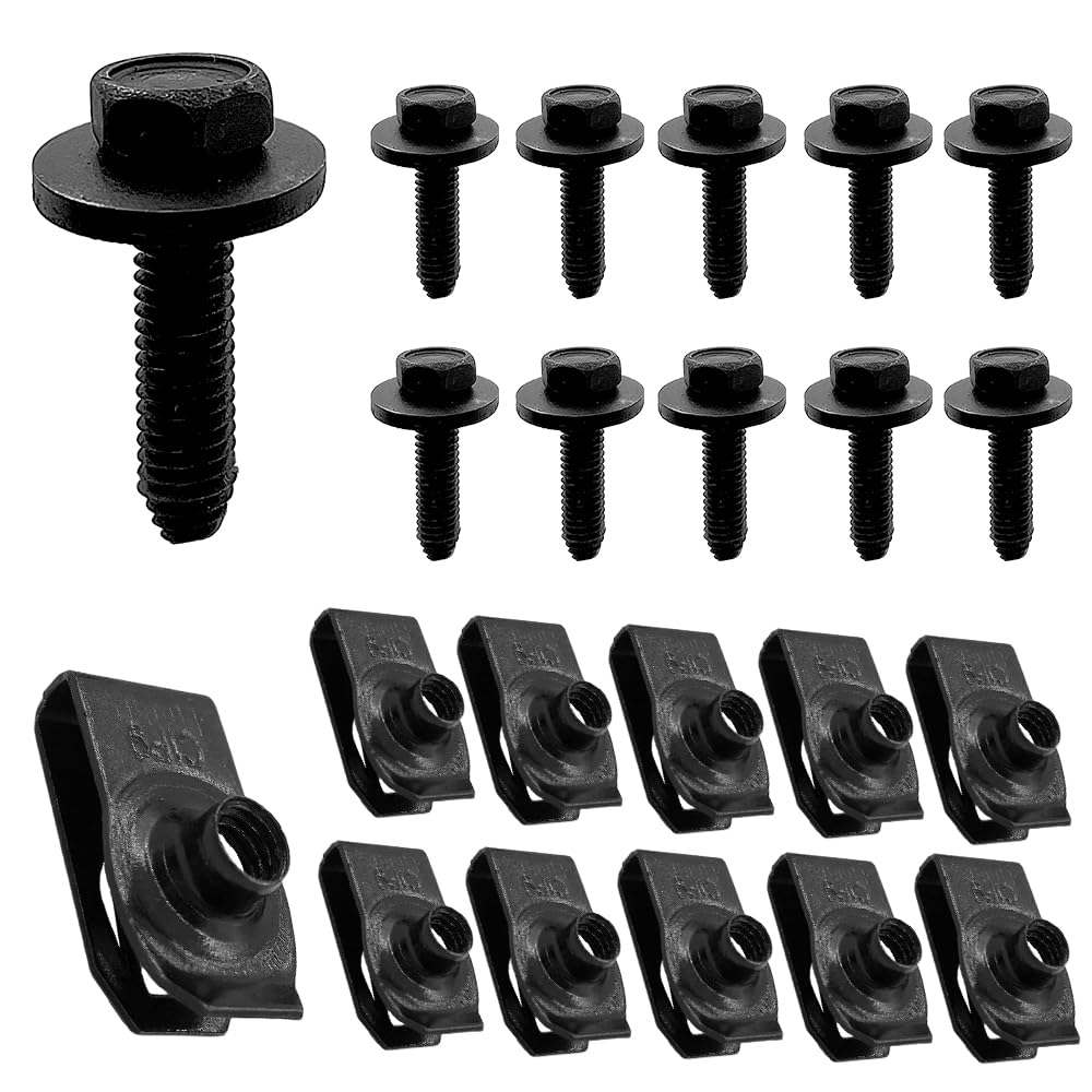 Photo 1 of 40 Pcs M6-1.0 Bolts & U Nuts Extruded U Nuts Body Bolts Screw Kits for GM Ford Chevy Buick Chrysler Cadillac Body Fender Bumper Radiator Hood Shield Panel 11503834, 11503714, 11503716
