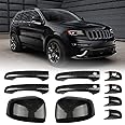 sportuli Carbon Fiber Mirror Covers +Door Handle Covers Replacement for 2011-2021 Jeep Grand Cherokee and Dodge Durango