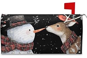 ALAZA Cute Snowman Reindeer Mailbox Covers Standard Size Magnetic Post Box Cover for Garden Yard Decor 21x18 Inches