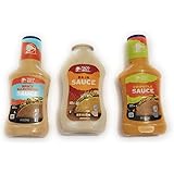 Taco Bell Sauce Bundle, One 11 Oz Baja Rosa, One 8 Oz Spicy Ranchero, and One 8 Oz Bottle of Chipotle. Try all three