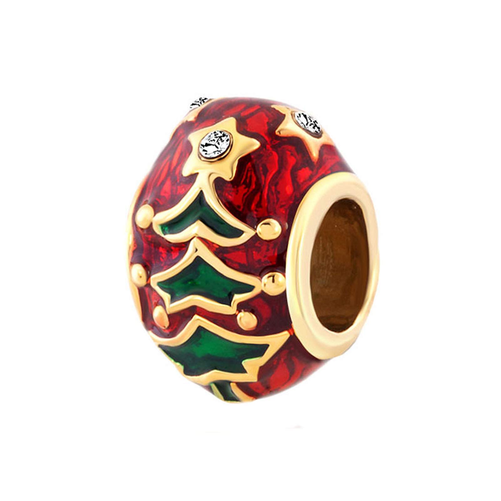 Christmas Tree Spacer Red Charm Compatible with Pandora Charms Bracelets Women Jewellery Daughter Niece Annivrsary Birthday