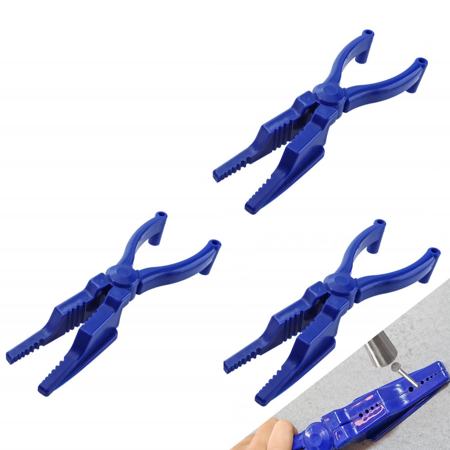 Omninmo 3PCS Plastic clamp, Nail Holder for hammering Home Tool Auxiliary Pliers Finger Protection Guide, Finger Guards for Hammer Nails in Slide Joint Pliers