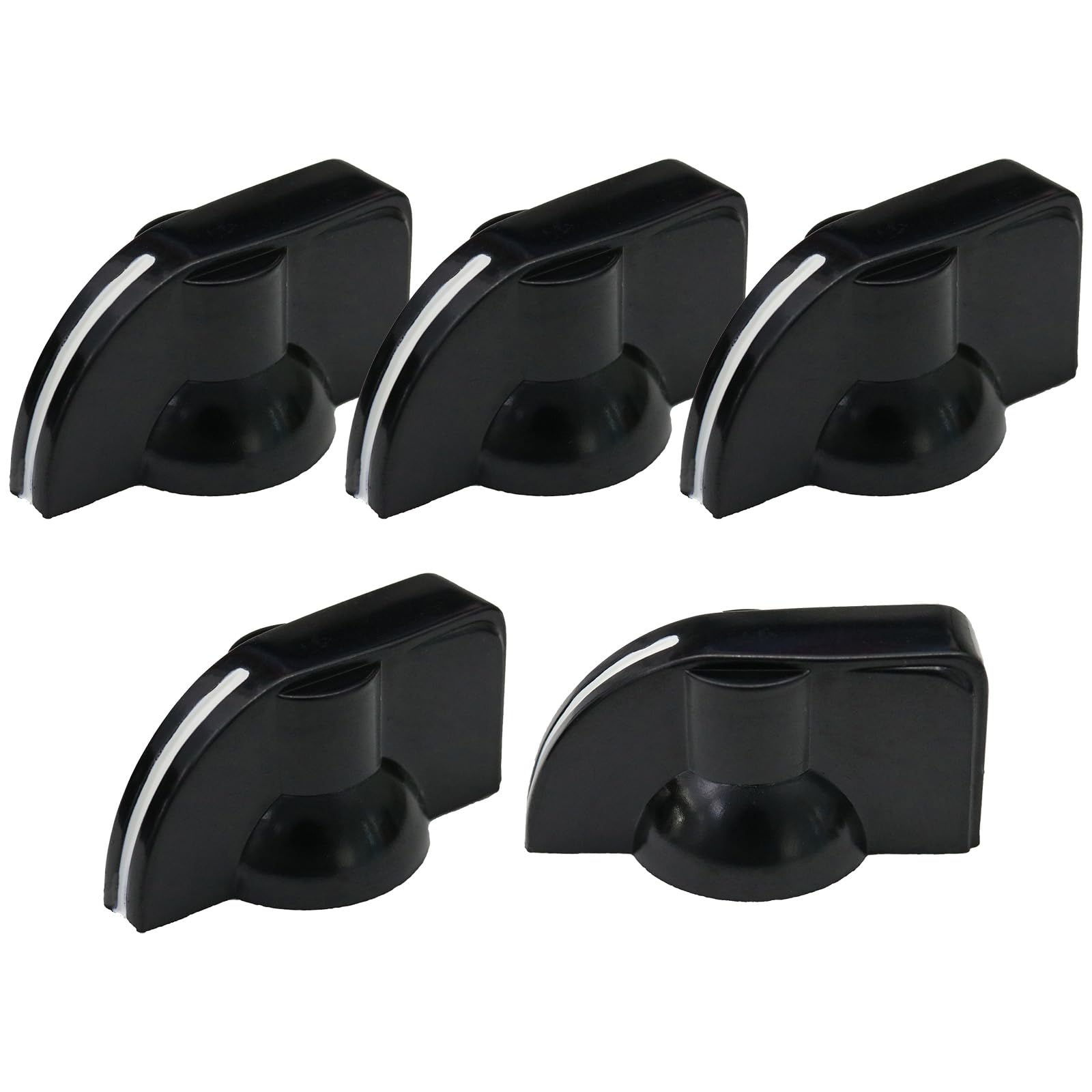 6.4mm Round Hole K7-2 Chickenhead Long Pointer Machine/Amplifier Control Knob Pack of 5