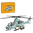 Verwisdon 597 Pcs AH-1Z Viper Helicopter Building Set,STEM Military Army Airplane Building kit,Plane Model Collectible Home Decor,Air Force Building Block Toys,Military Toy Gifts for Kids Teens Adults
