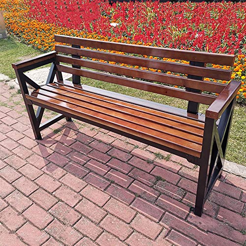 Gartenterrassenbank Gartenbank Im Freien,Gusseisenrahmen Und Korrosionsschutz-Massivholz-Gartensitzparkbank,Freizeit… – Bild 4