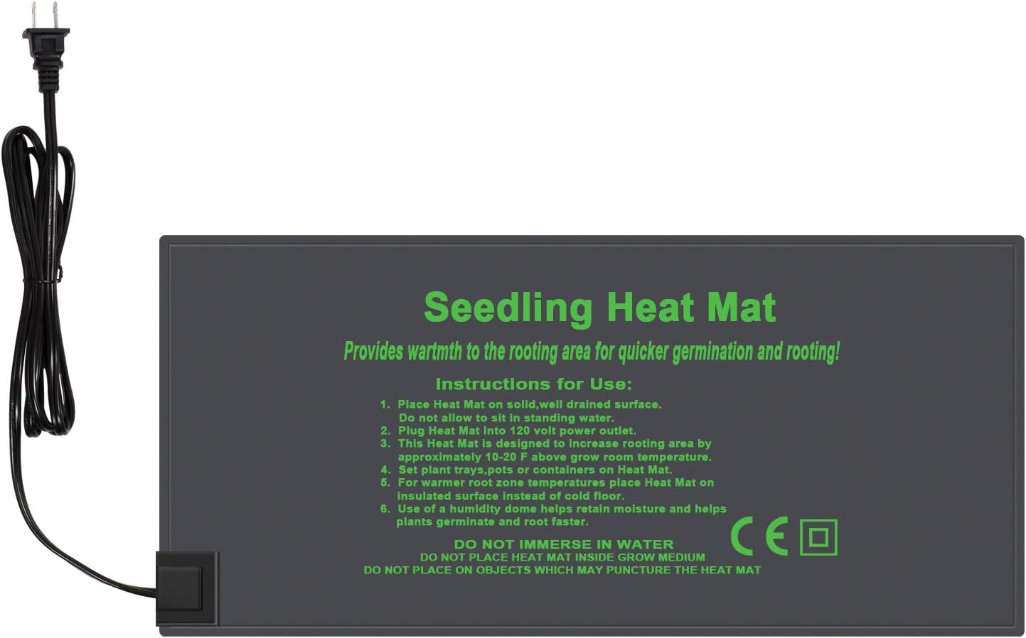 KORAM Seedling Heat Mat Durable Waterproof Hydroponic Heating Pad Warm Germination Station Heat Mat for Indoor Home Gardening Seed Starter (10”x20”)
