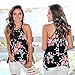 Women Floral Tank Tops Casual Flowy Basic Halter Neck Tunic Tops Summer Cami Loose Beach Outfits Sleeveless Shirt Black XL