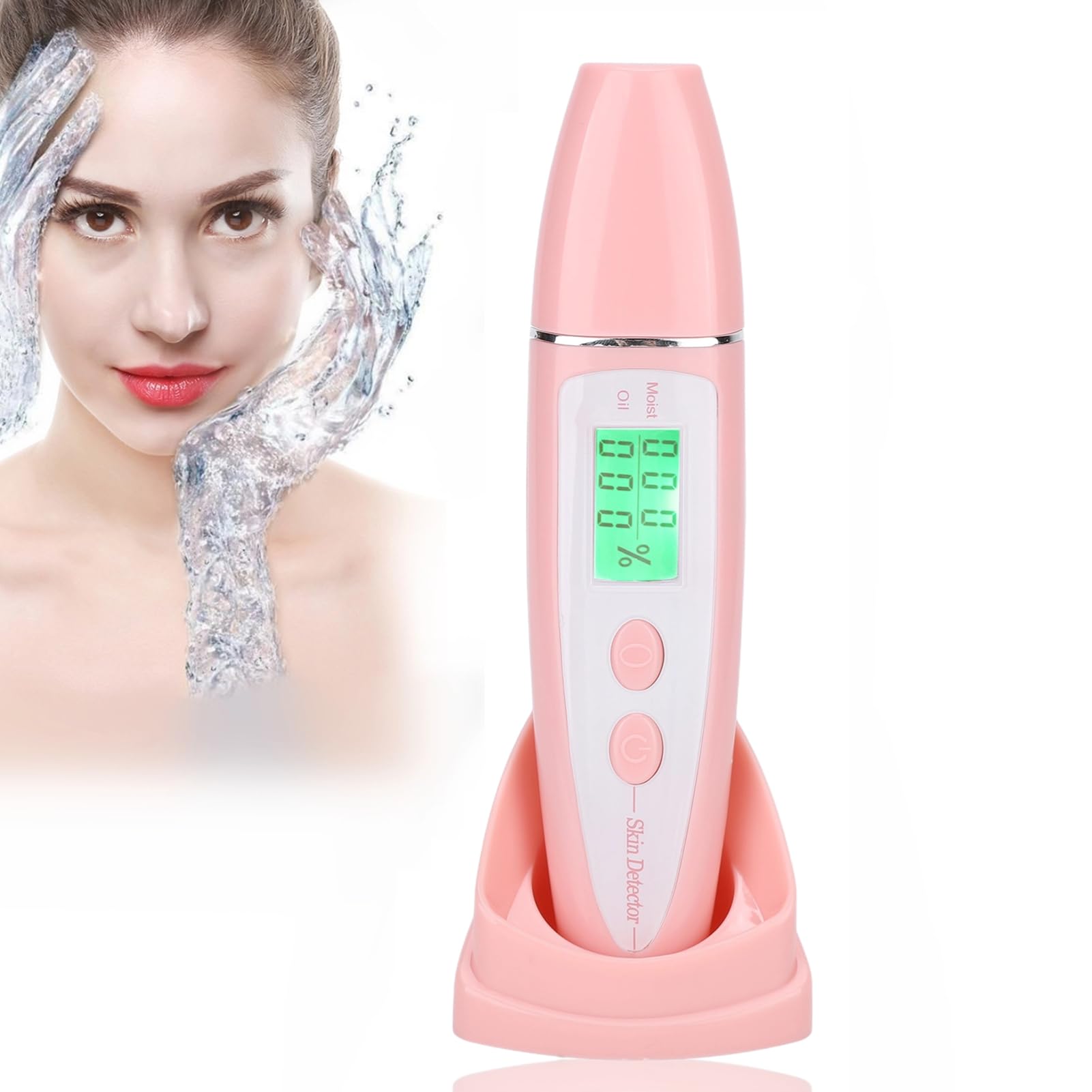 Digital Skin Detector Pen, Skin Facial Skin Tester Analyzer, Water Oil Tester Analysis Moisture Machine with LCD Display, Portable Digital Skin Detector Pen for Home Beauty Salon(02)