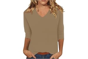 Segaven 3/4 Length Sleeve Womens Tops Trendy Solid Color Crewneck T Shirts Summer Basic Tunic Tees Casual Dressy Blouses