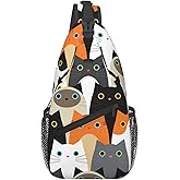 Krirteh Cute Cats Sling Bag For Women Men Fashion Print Backpack Crossbody Shoulder Bag Sling Backpack Chest Bag Travel Hiking Casual Sport Daypack