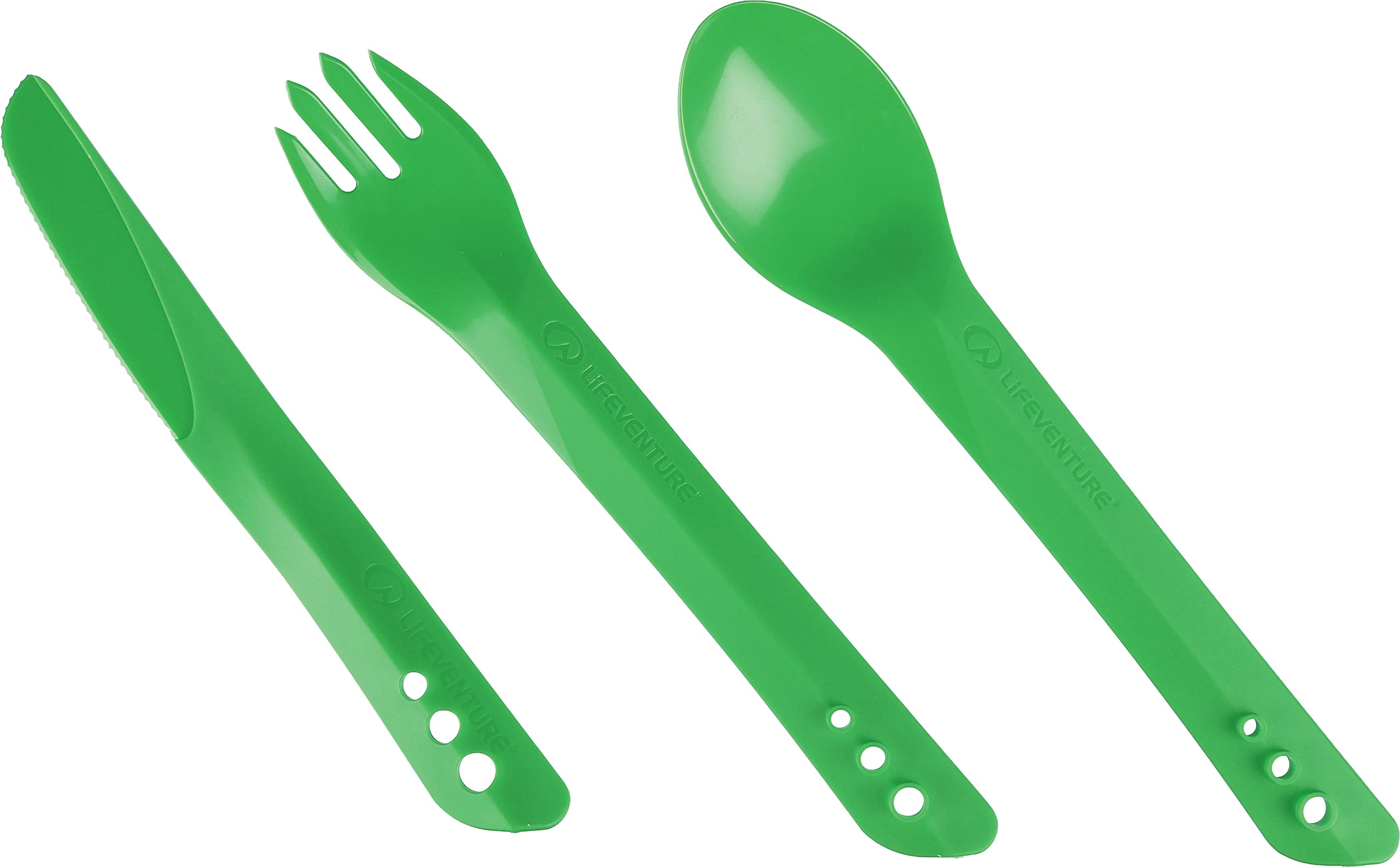 Lifeventure Ellipse Plastic Interlocking Cutlery Set for Camping, Travel & Outdoor - Green