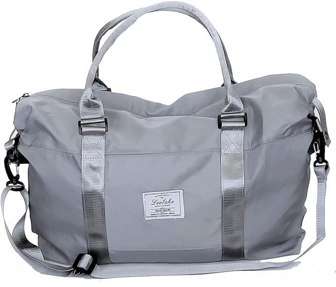 Amazon Co Jp レディーストラベルバッグ ウィークエンダーキャリーオン女性用スポーツジムバッグ ワークアウトダッフルバッグ 一泊ショルダー バッグ グレー Generic