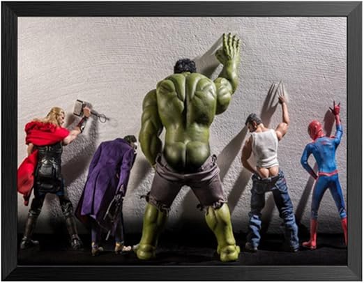 Junmi Canvas Print Wall Art Creative Modern Bathroom Decorations Black Framed Hulk Spiderman Canvas Decorative Painting Reproduction Ready To Hang Amazon Ca Home Kitchen