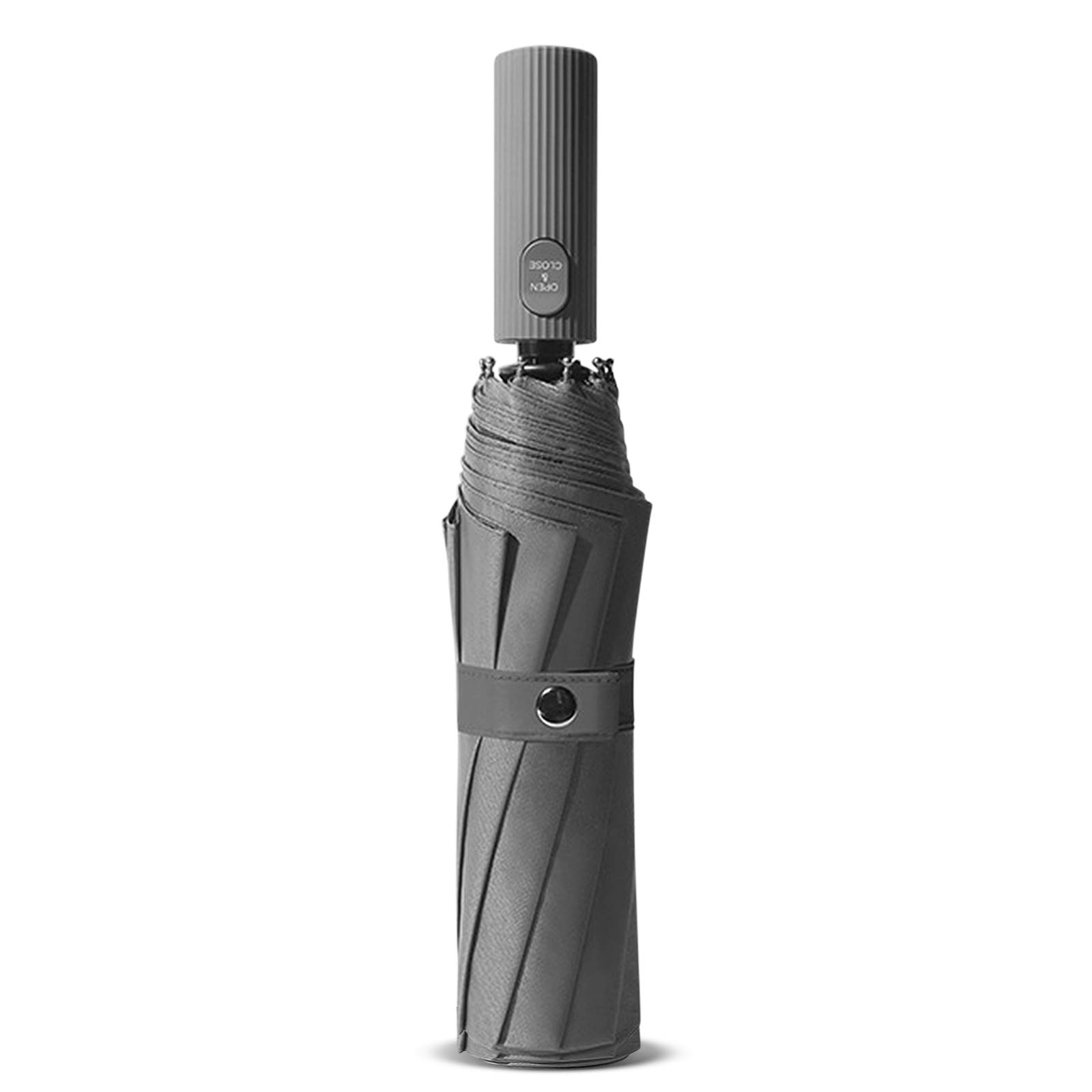 DORRISO Automatic Folding Umbrella Men Women Auto Open Close 10 Ribs Compact Lightweight Portable Travel Windproof Rain Protection Sunscreen Umbrellas Large Gray