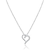 Just Refresh Heart 14K White Gold Plated Necklace for Women Dainty Love Cubic Zirconia Pendant Necklaces Birthday Jewelry Gifts for Her, Mom, and Wife