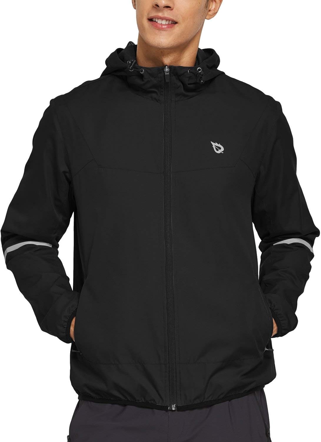 BALEAF Men's Sports Windbreaker Running Track Workout Jackets Lightweight Water Resistant Jackets Zip Pockets: Clothing