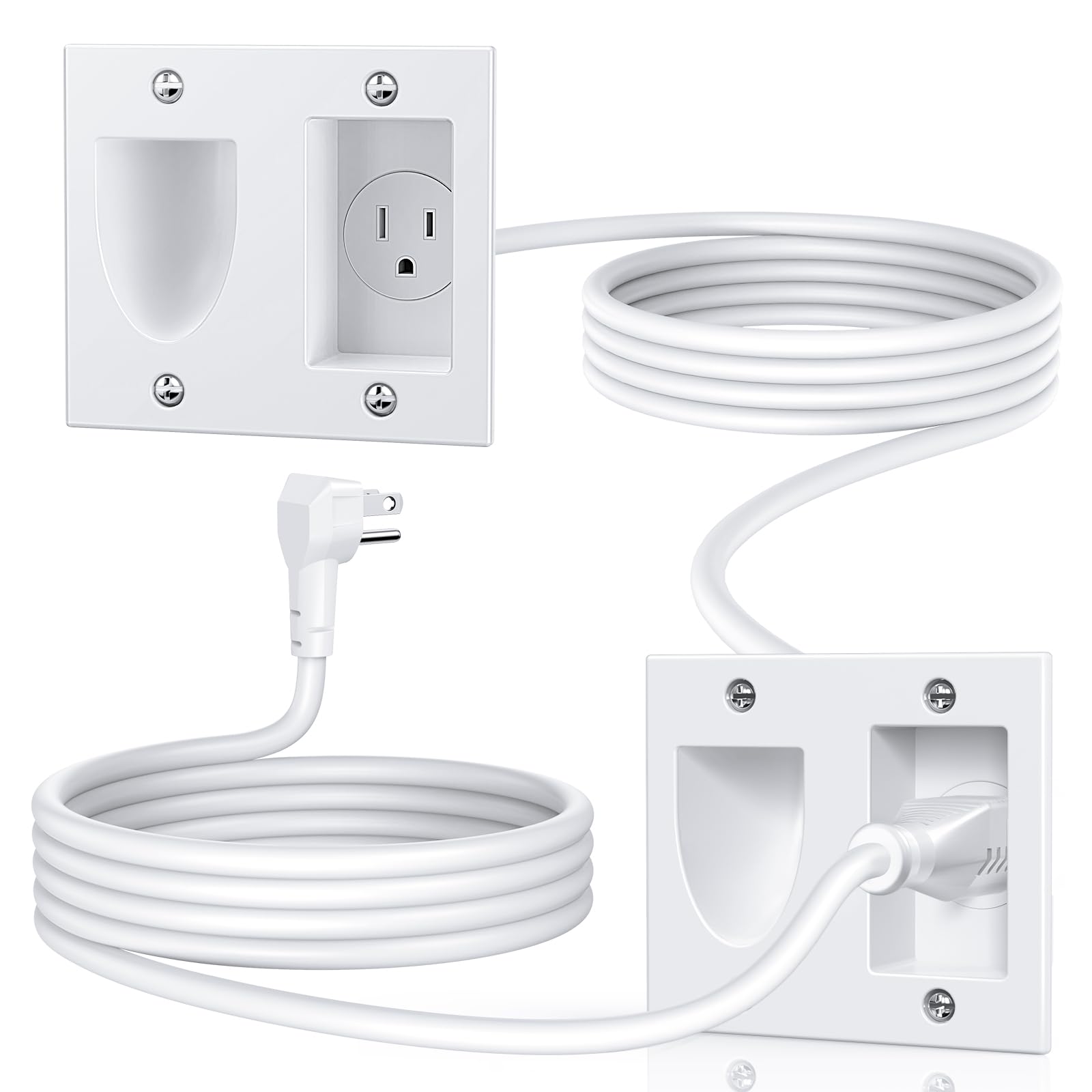 Photo 1 of ELECPOW Hide Cords Wall Mounted - Power Bridge Wall Kit & Single AC Recessed Outlet Box for Wall Mount TV, UL Certification Safe Cable Management for Organized TV and Home Theater Setups (White)