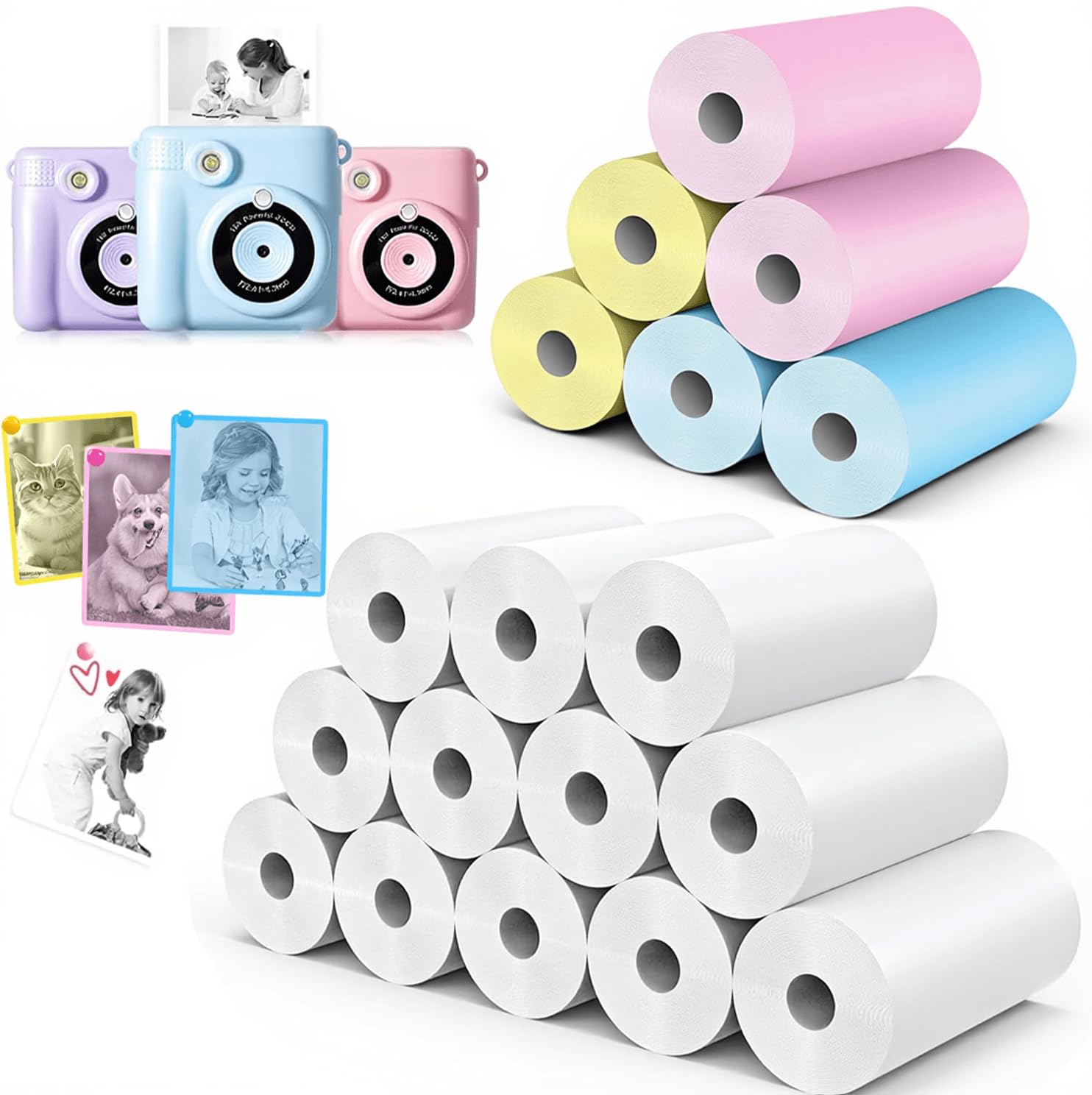 Photo 1 of 18 Rolls Kids Camera Paper Roll Refill Compatible with Most Instant Print Cameras for Kids BPA Free ?2.24"x0.98" ?