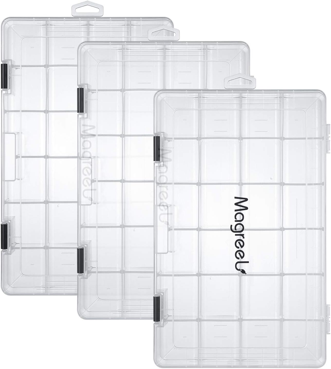 Magreel Fishing Tackle Boxes, Transparent Fish Tackle Storage with Adjustable Dividers, Waterproof Plastic Box Organizer 3600/3700 Tackle Trays, 1 Pack /3 Packs : Sports & Outdoors