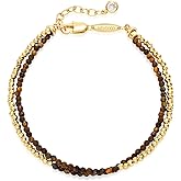 MEVECCO Bead Bracelet for Women Layered Stone Mixed Bracelets 18K Gold Plated Handmade Custom Beaded Charm Chain Bracelet Stack Jewelry Gifts