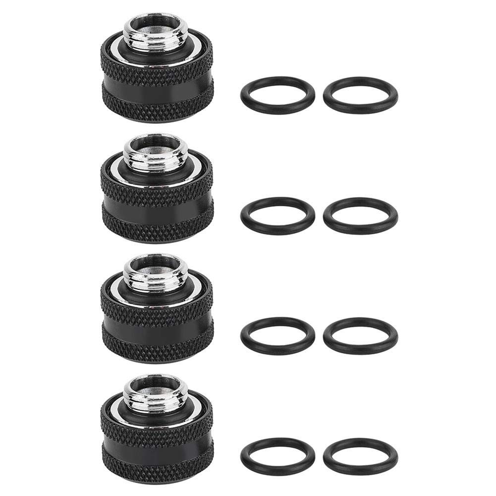 Kafuty Water Cooling Compression Fitting, PC Water Cooling Brass Tube Fitting Suitable for 16mm Outer Diameter Rigid Tube(4pcs black)
