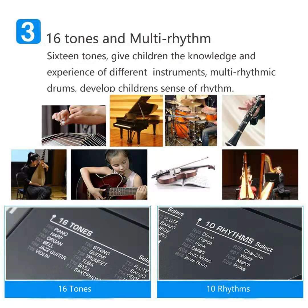 TianYaer Teclado Electrónico Piano 61 Teclas, Teclado de Piano Portátil con Micrófono Teclado portátil Regalo para Niño, Niña Principiantes