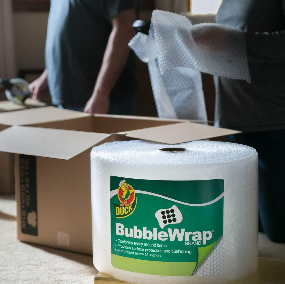 Duck Brand Bubble Wrap Roll, Original Bubble Cushioning, 12" x 175', Perforated Every 12" (286891) : Office Products