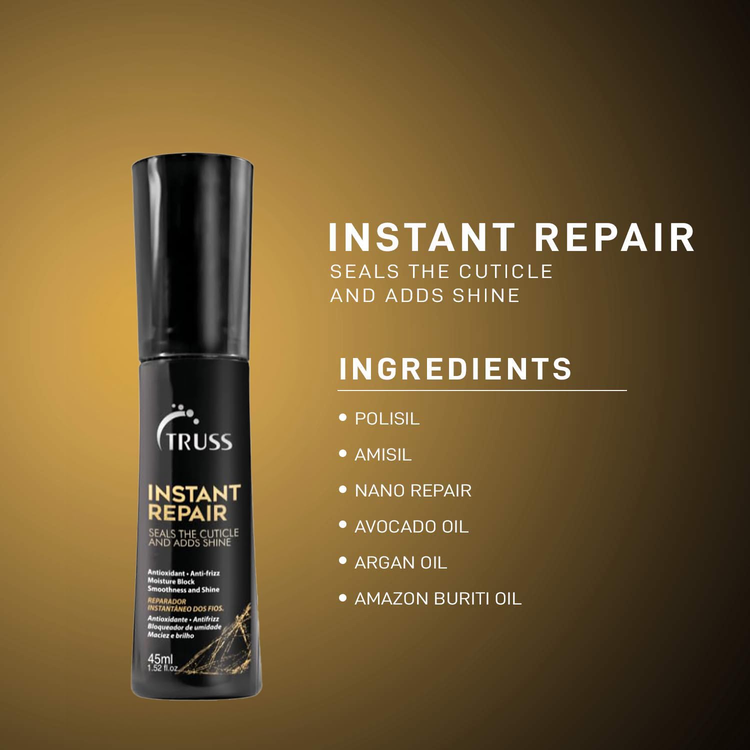 Truss Instant Repair - Daily Leave-In Hair Protector and Humidity Blocker - Seals Split Ends, Leaving Hair Shiny and Silky Soft