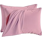 Q&J Fabric Co.Bedding Pillow Cases Standard Size Set of 2 Soft Brushed Microfiber Pillow Cover,Wrinkle-Free,Fade-Resistant,Envelope Closure Pillowcases for Valentine Mother's Gift (20x26'',Pink)