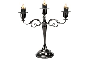 YOUEON 3 Arm Black Candelabra, Candelabra Candle Holder, 10 Inch Tall Candlesticks Holder, Elegant Taper Candle Holder Centerpiece for Wedding, Church, Halloween, Dining, Home Decor