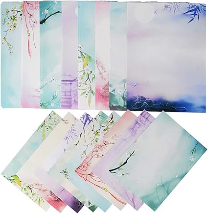 Lot De 8pcs Enveloppes 64pcs Papier A Lettres Enveloppe Motif Carte De Voeux Lettre D Invitation Pour Cadeaux Mariage Fete Anniversaire Reunion Style Chinois Amazon Fr Fournitures De Bureau