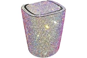 EUBUY Crystal Diamond Car Ashtray with Lid, Crystal Rhinestones Car Ashtray with LED Light, Bling Portable Ashtray for Car, Air Vent Hanging Ash Tray Car Interior Accessories