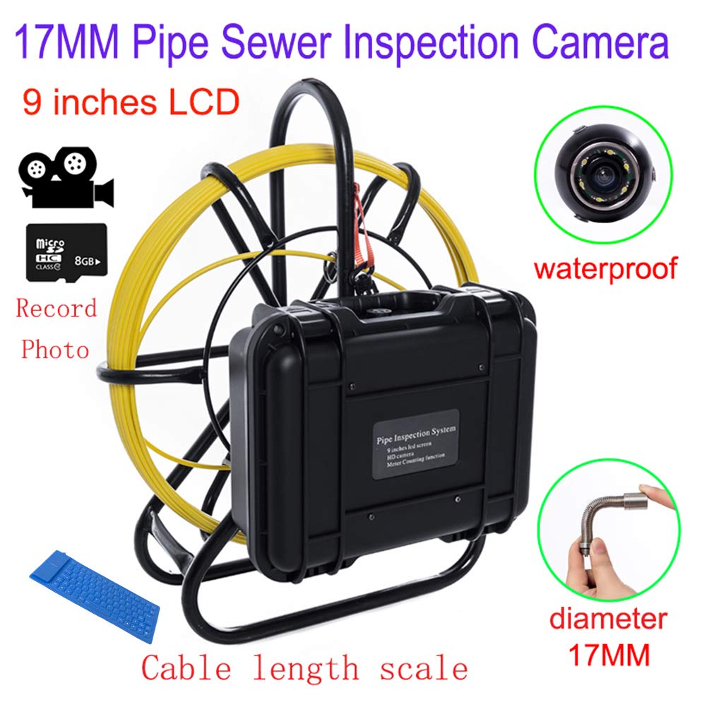 9インチ17ミリメートル工業用パイプライン下水道検知カメラIP68防水排水検知1000 TVL DVR機能,80M 80M  B07QZ9MHFV