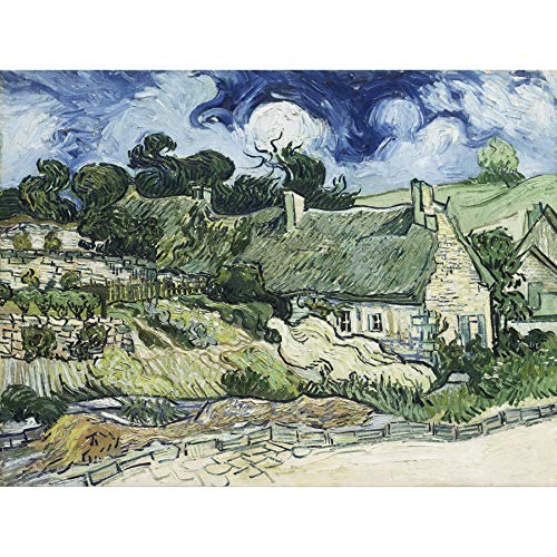 Vincent Van Gogh Thatched Cottages At Cordeville Art Print Canvas Premium Wall Decor Poster Mural
