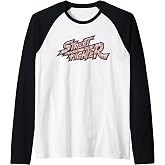 Street Fighter Gaming Logo Pattern Chibi Retro Arcade Gamers Raglan Baseball Tee