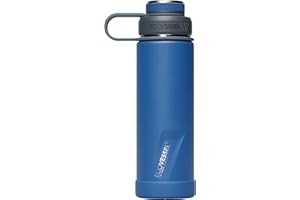 EcoVessel Stainless Steel Water Bottle with Insulated Dual Lid, Insulated Water Bottle with Strainer and Silicone Bottle Bumper, Coffee Mug – 20oz (Navy Nightfall)