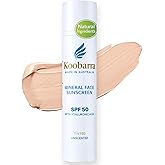 Koobarra Mineral Face Sunscreen SPF 50, Tinted Aussie Zinc Oxide Sunblock with Hydrating Hyaluronic Acid, Reef Safe, Natural, Vegan, Australian Made, Great for Sensative Skin, Unscented, 100g 3.4oz