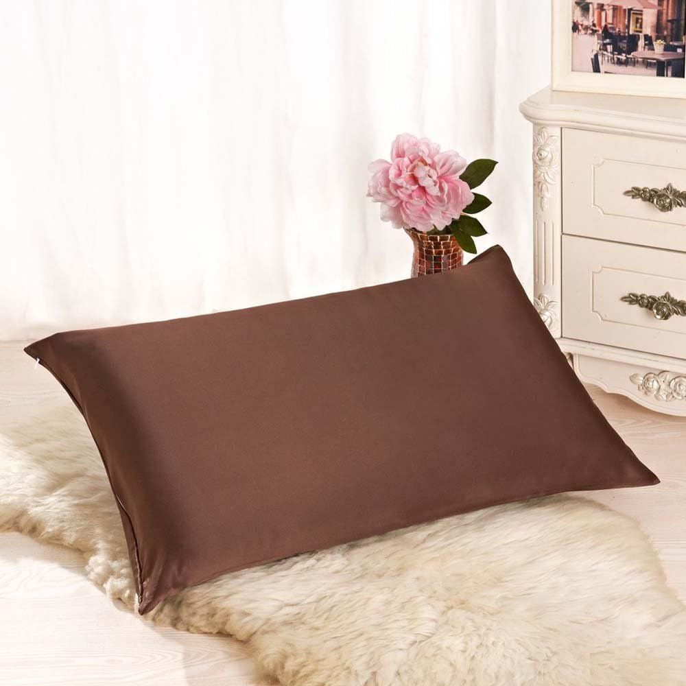 Pillow Cases - [12"x20"] - Sleep Silk Pillow Cover Cushion Cover Solid Color Comfortable Pillowcase with Hidden Zipper for Home Sofa Bedroom Decor (Coffee)