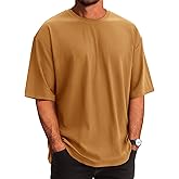 Runcati Mens Casual T-Shirts Short Sleeve Lightweight Oversized Summer Cotton Tee Beach Crew Neck Tops