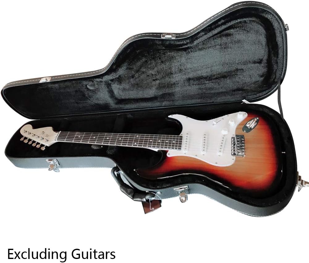 Glarry ST High Grade Electric Guitar Hard Case Microgroove Flat Surface Straight Flange Black