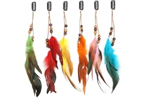 6Pcs Clip in Feather Hair Extension,Feather Hair Clip Feather Clips for Hair Feather Hair Extension Clips Handmade Feather Ex
