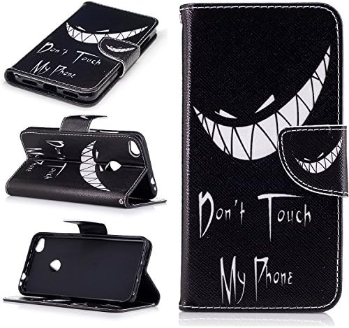 Huawei P8 Lite 2017/ Huawei Honor 8 Lite Case - Ticase Premium PU Leather Wallet Case [Stand Function] [Card Slots] Shockproof Case Flip Cover for Huawei P8 Lite 2017 - Bad Smile DON'T TOUCH MY PHONE