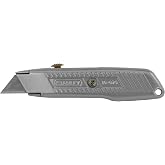 STANLEY InterLock Retractable Utility Knife, 5-7/8 in Box Cutter (10-079) | Interlocking nose minimizes blade movement, 3-position retractable blade, slip-resistant grip cardboard cutter, blade storage
