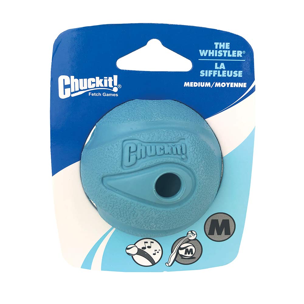 ChuckIt! The Whistler Ball – Durable Rubber Interactive Dog Toy with Whistle Noise, Compatible with Launcher, Assorted Colours, Medium, 6.5 cm (Pack of 1)